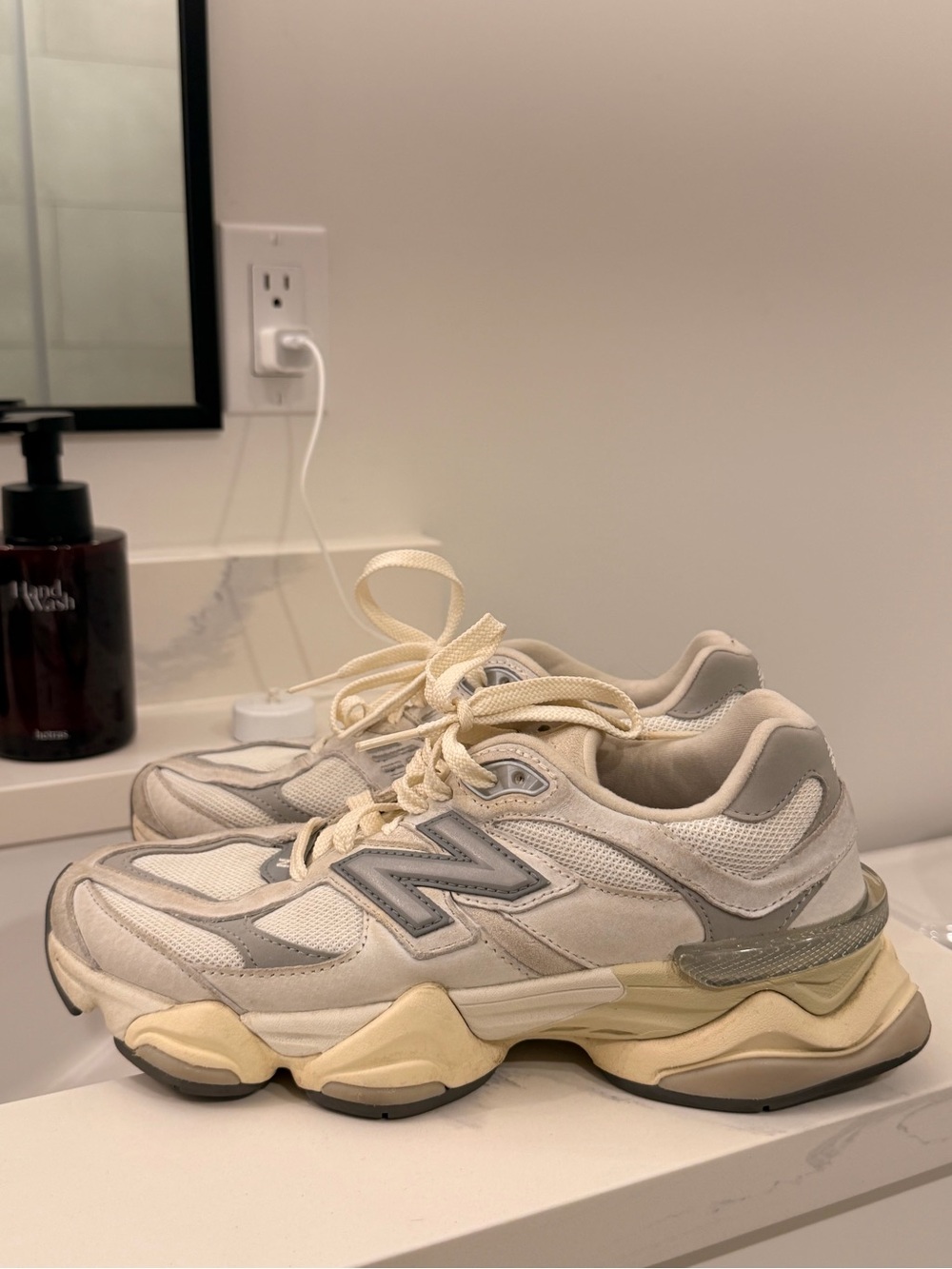 New Balance Cream and Gray Women's Sneakers